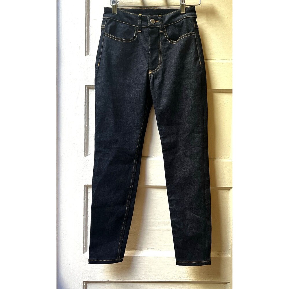 Unspun Womens Selvedge Jeans 24 Dark Wash Slim Fit Mid Rise Sample Hip Hugging